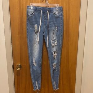 Distressed Blue Skinny Jeans